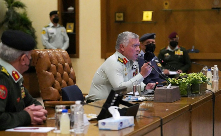 Jordanian King Abdullah II speaks at the Armed Forces Command in the capital Amman on March 1