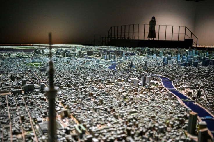 Visitors can spot landmarks including the red-and-white Tokyo Tower and endless apartment blocks in precise 3-D detail