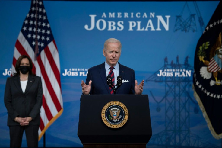 US President Joe Biden, seen speaking next to Vice President Kamala Harris, has called for a two-state solution between Israel and the Palestinians