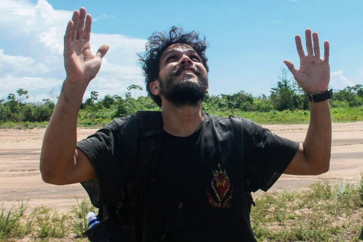 Antonio Sena is pictured after being rescued in Santarem, Para State on March 6, 2021, after managing to survive alone in the Amazon rainforest for 38 days