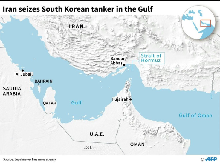 Map of the Gulf where a South Korean tanker was seized by Iran's Revolutionary Guards in January for breaking "maritime environmental laws"