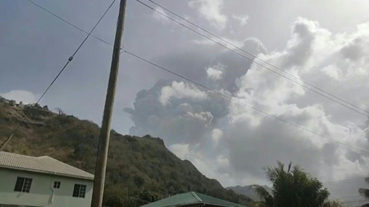 UGC IMAGESA pillar of smoke and ash rises above a volcano in Saint Vincent and the Grenadines, as it erupts for the first time in 40 years on the Caribbean island, prompting thousands of people to evacuate.