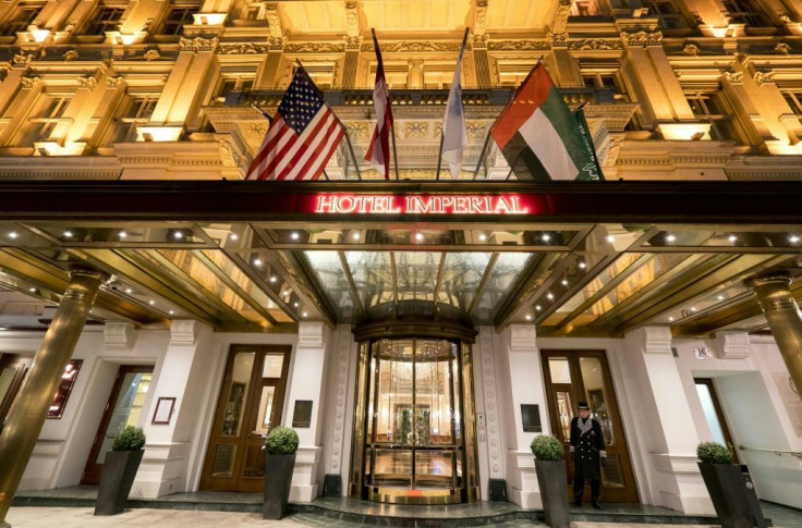 The Vienna hotel where diplomats held talks over the Iran nuclear deal is seen in February 2016