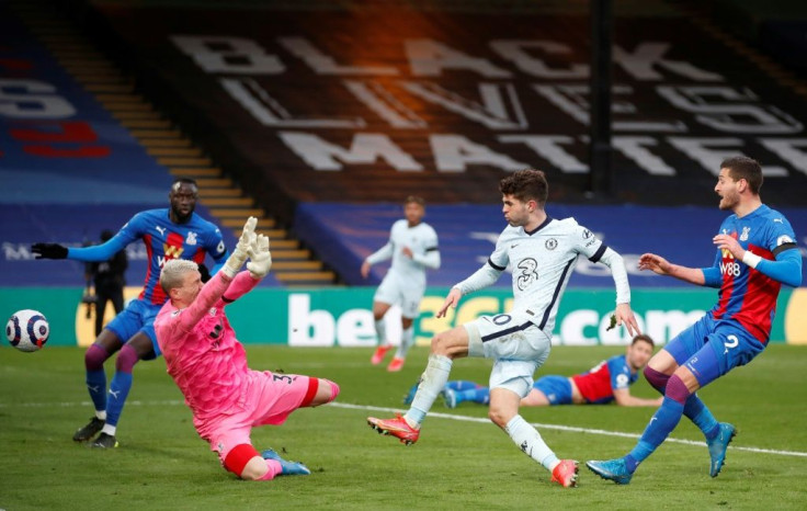 Yankee double doo: Christian Pulisic (2nd right)scored twice in Chelsea's 4-1 win at Crystal Palace