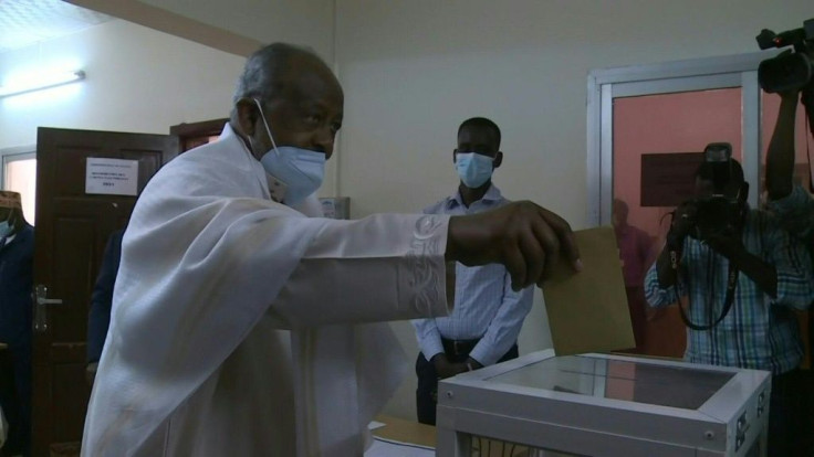 President of Djibouti Ismail Omar Guelleh casts his vote in the strategically located nation he has ruled for 22 years.