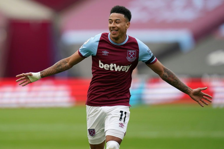 West Ham midfielder Jesse Lingard celebrates scoring against Leicester