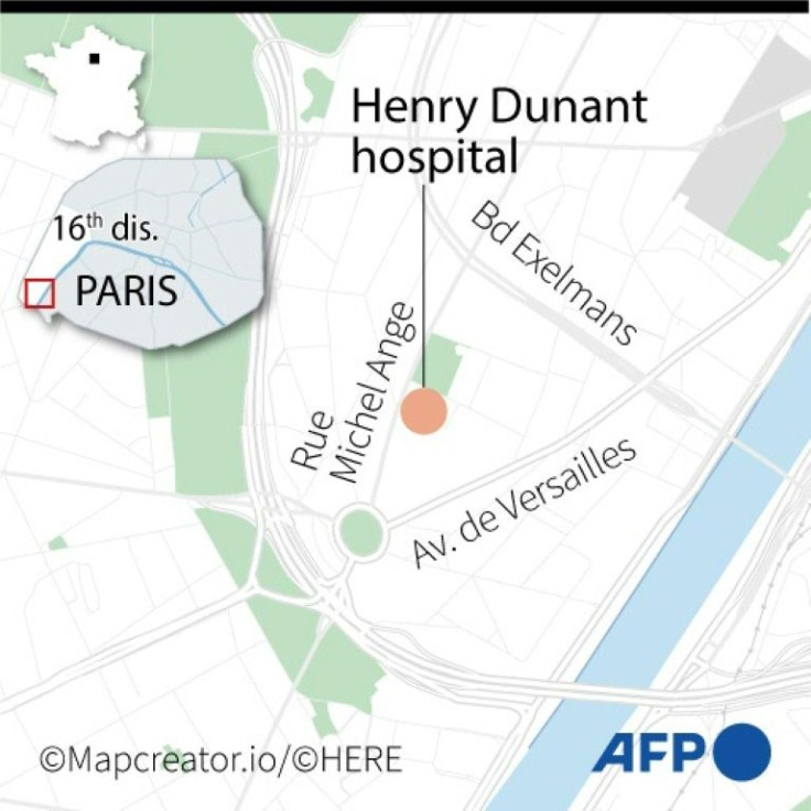 A map locating Henry Dunant hospital in Paris