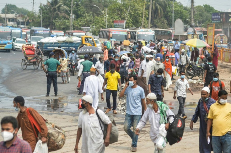 People are flocking out of Dhaka ahead of an eight-day lockdown as Bangladesh's officials seek to control a spiralling virus outbreak