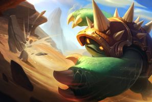 Official art for Rammus, the Armordillo, from League of Legends