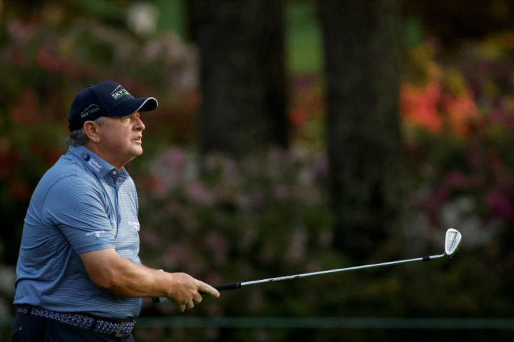 Veteran Ian Woosnam, hobbling on one leg, during the first round at Augusta, where his 76 matched Bryson DeChambeau