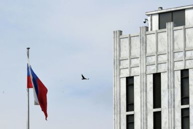 The United States has expelled 10 officials from the Russian embassy in Washington (pictured), some of whom are accused of being members of Moscow's intelligence services.