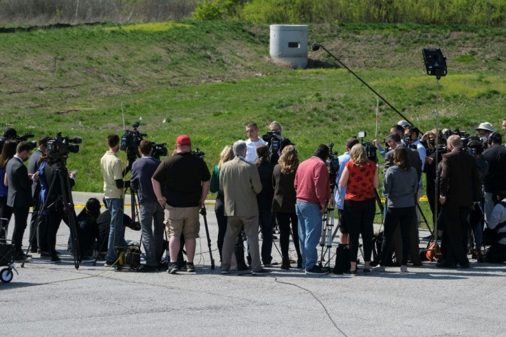 Indianapolis deputy police chief Craig McCartt speaks to reporters at the FedEx facility where the shooting took place, during a press conference on Friday, April 16, 2021