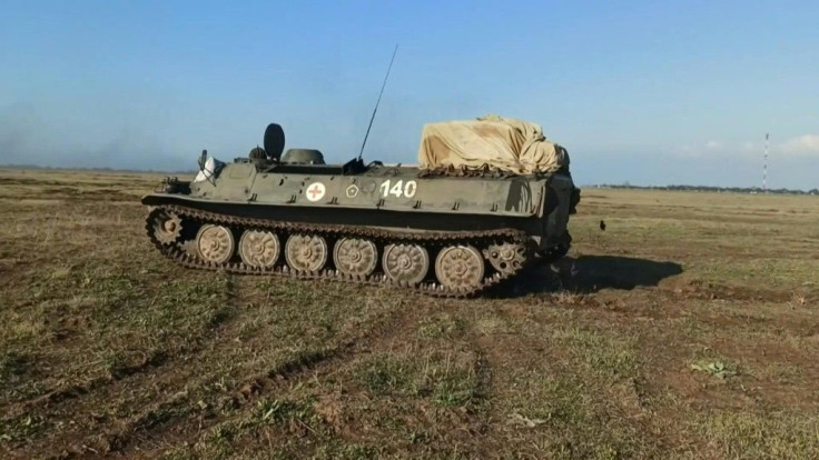 Military tank units of the Russian Black Sea fleet hold drills in Crimea