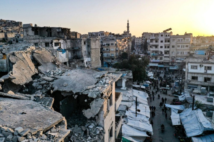 A market on the second day of the Islamic holy month of Ramadan in the war-ravaged city of Ariha in the southern countryside of the Idlib province on April 15