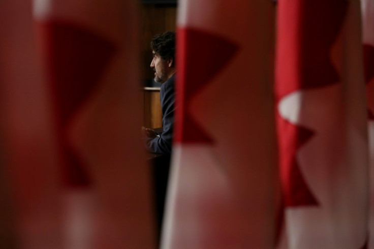 Canadian Prime Minister Justin Trudeau speaks during a news conference April 16, 2021 in Ottawa, Canada.