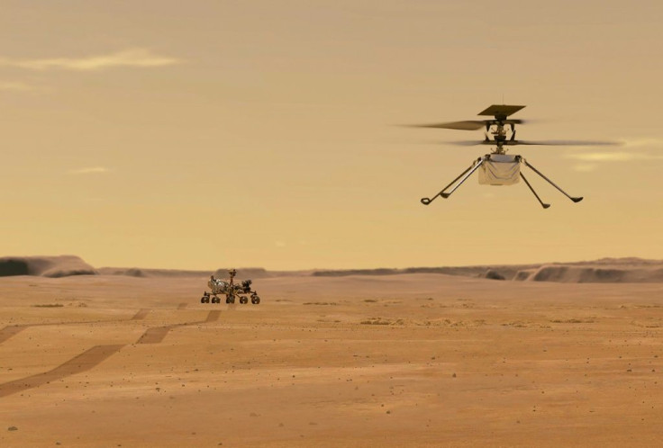 A NASA illustration of the small helicopter  Ingenuity, which will attempt the first-ever powered flight on another planet