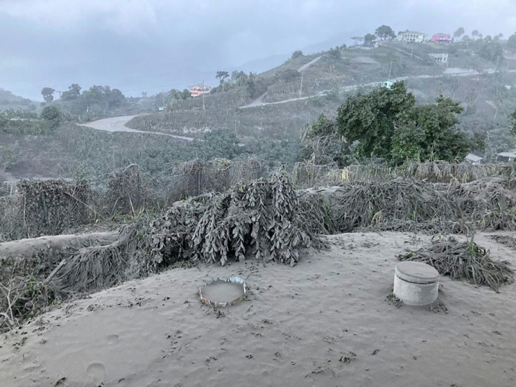 This April 11, 2021 image shows the view from the Belmont Observatory in Saint Vincent as the La Soufriere eruption continues