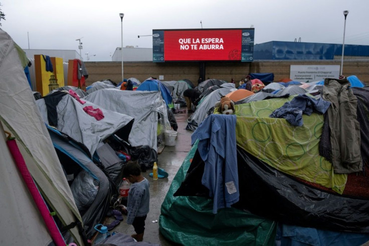 A migrant shelter in El Chaparral, Tijuana, Baja California state, Mexico where the number of children has increased dramatically