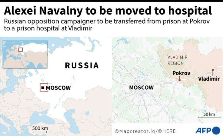 A map locating Vladimir region, where Russian opposition campaigner Alexei Navalny will be transferred from his prison to a hospital