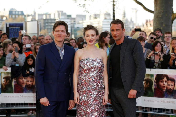 Thomas Vinterberg (L) directed British actress Carey Mulligan (also an Oscar nominee this year) and Belgian actor Matthias Schoenaerts (R) in the 2015 film "Far From The Madding Crowd"