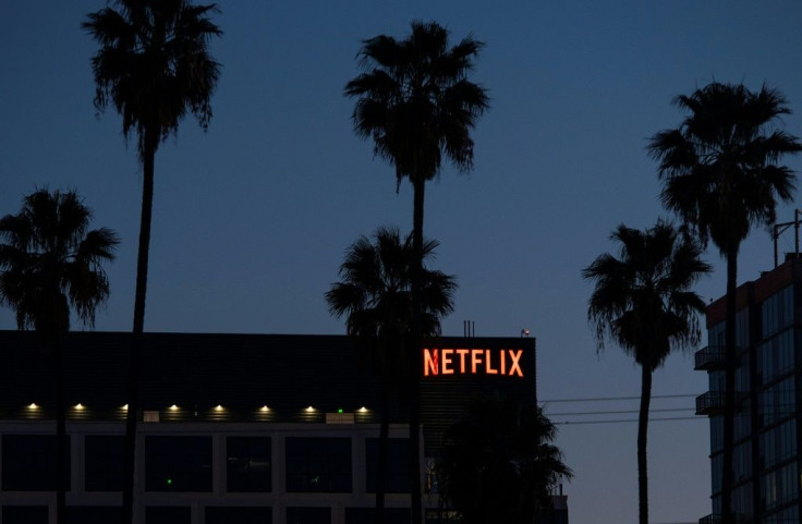 The Netflix logo sign is seen on top ot its office building on February 4, 2021 in Hollywood, California