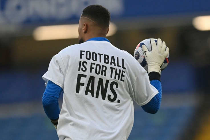 Players wore T-shirts expressing their opposition to plans for a European Super League ahead of Chelsea's Premier League match with Brighton
