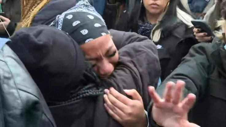 A crowd gathered outside the downtown Minneapolis courtroom erupts in cheers after white former police officer Derek Chauvin is convicted of murdering African-American George Floyd.