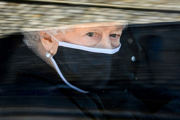 Queen Elizabeth II cut a solitary figure at her husband's funeral on Saturday
