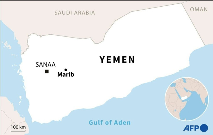 Map of Yemen locating city of Marib.