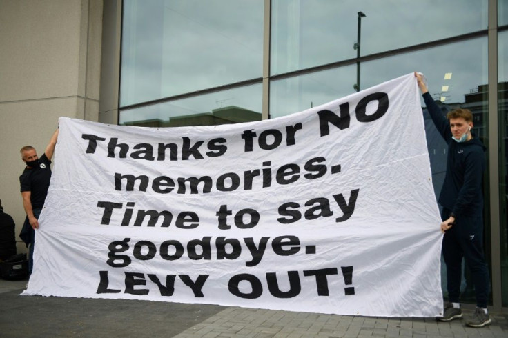 Tottenham Hotspur fans call for the departure of chief executive Daniel Levy