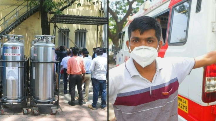 Oxygen cylinders are supplied to a Mumbai hospital and signs outside a vaccination centre read "Covishield out of stock" as India posts a global one-day record of almost 315,000 new Covid infections.