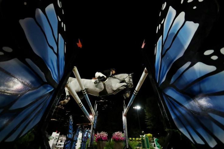 US showjumper Andrew Kocher, seen here in 2017, has been banned 10 years by the International Equestrian Federation (FEI) for using electrical shock spurs