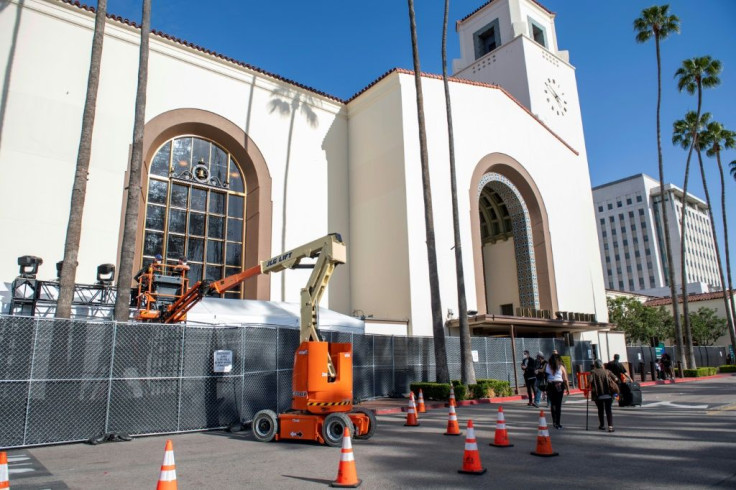 Much of the Oscars will take place at Union Station in Los Angeles -- here, technicians work on preparations for Hollywood's biggest night