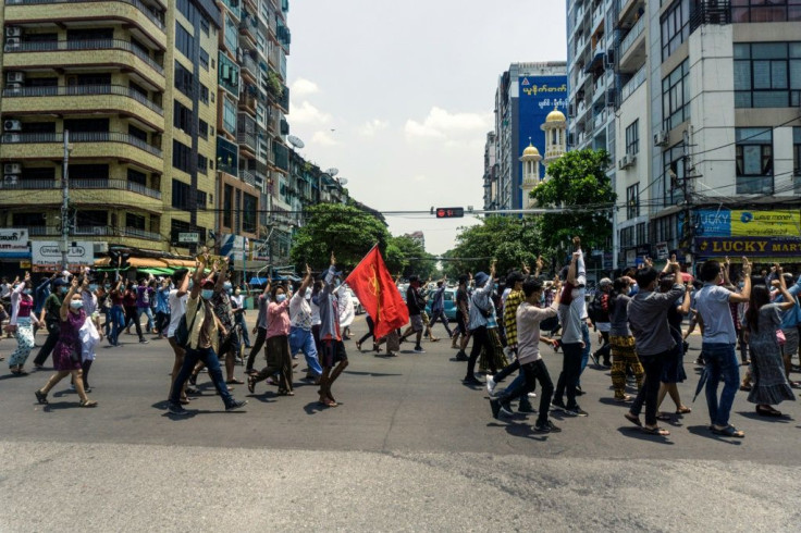 The Yangon protest came ahead of an ASEAN summit at the weekend