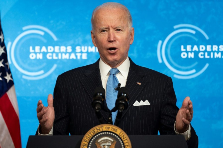 US President Joe Biden delivers remarks on the second day fo a virtual climate summit at the White House