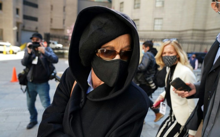 Ghislaine Maxwell's sister, Isabel Maxwell, is seen after  her sister's first appearance in court since her arrest, in Manhattan federal court April 23, 2021