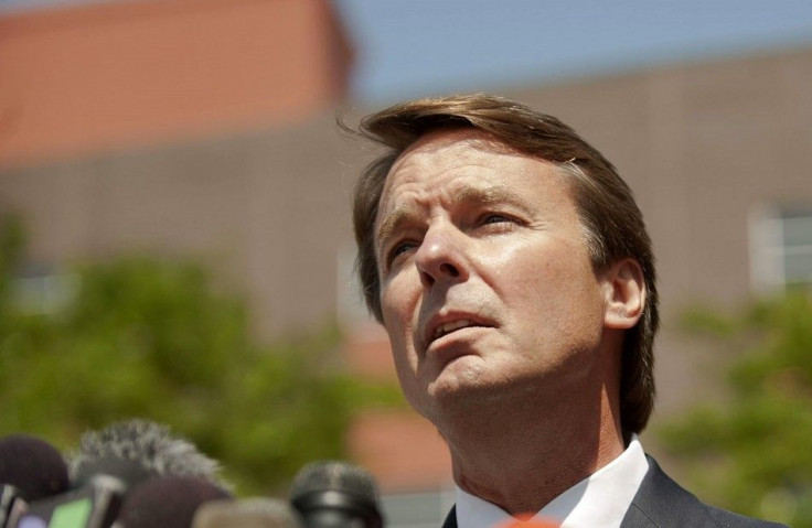 Former U.S. Democratic presidential hopeful Edwards makes a brief statement to the press outside of the U.S. District Court in Winston-Salem North Carolina 03/06/2011