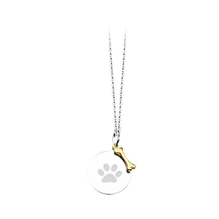 Ritani sterling silver and gold paw print necklace
