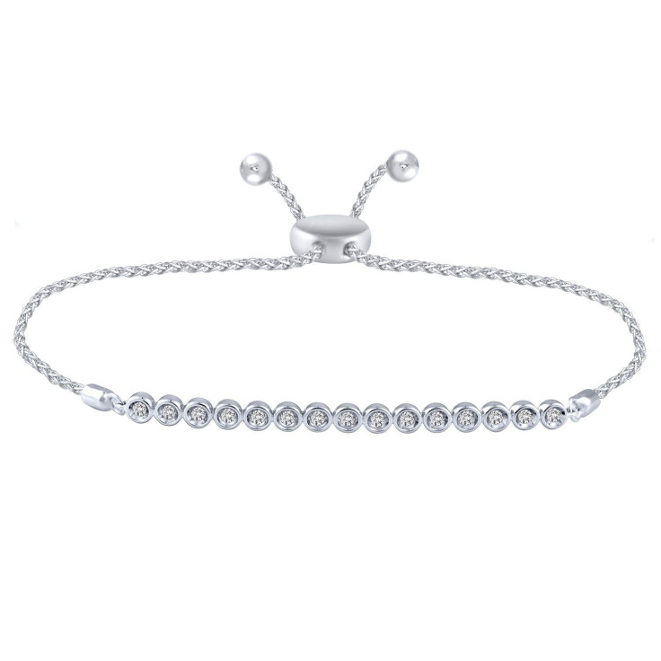 Ritani sterling silver diamond bezel bolo bracelet