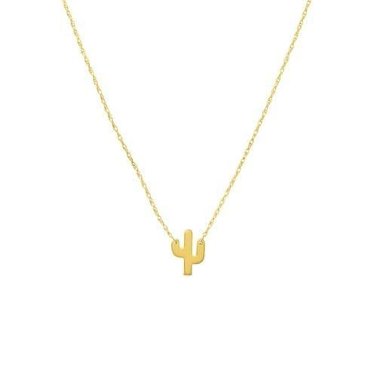 Ritani Yellow Gold Mini Cactus Charm Necklace