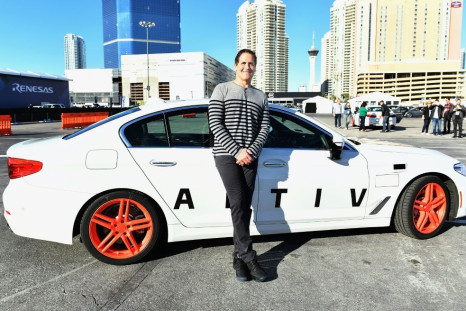Businessman Mark Cuban arrives at the Lyft and Aptiv self-driving car experience during CES 2018 at the Las Vegas Convention Center