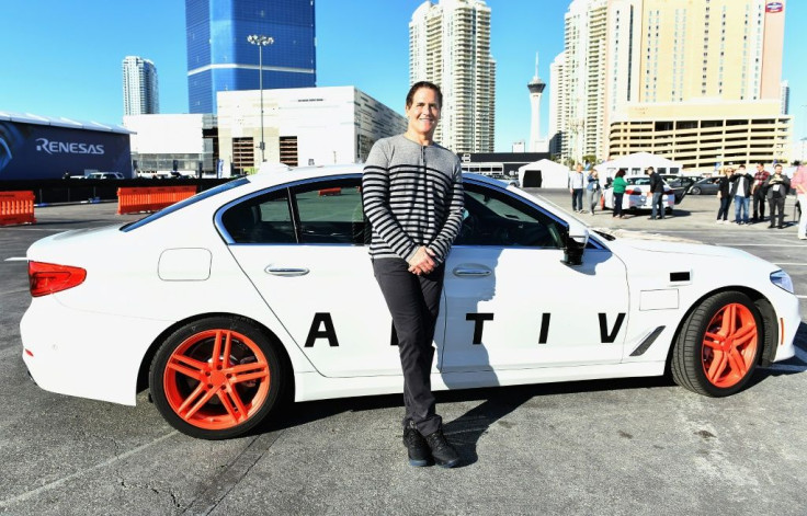 Businessman Mark Cuban arrives at the Lyft and Aptiv self-driving car experience during CES 2018 at the Las Vegas Convention Center