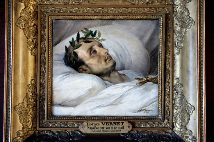 A painting by Horace Vernet, dated 1825, of Napoleon on his deathbed