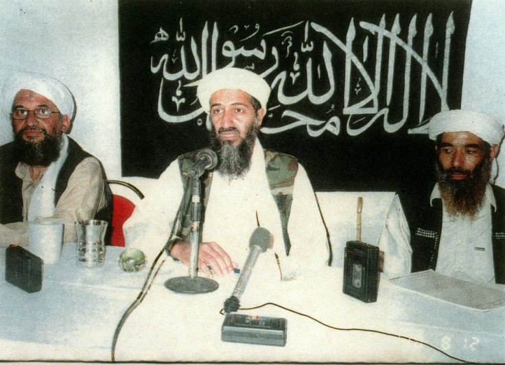 Osama Bin Laden with Ayman Al-Zawahiri, left, and Muhammad Atef