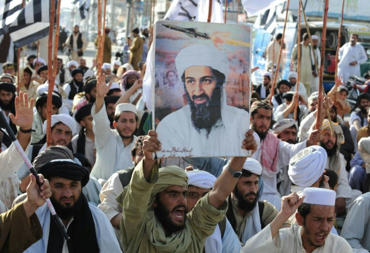 Supporters of hardline pro-Taliban party Jamiat Ulema-i-Islam-Nazaryati protest in Quetta after the killing of Osama Bin Laden