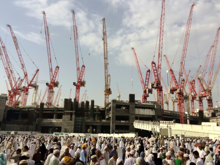 Construction cranes in Saudi Arabia's holy city of Mecca, pictured in 2015; the Bin Laden Group is the kingdom's biggest construction company and has been involved in key infrastructure projects