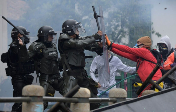 Protesters clashed with police in Bogota