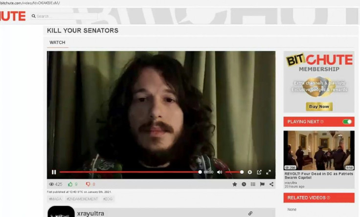 Brendan Hunt, 37, appears in a screenshot of a video he posted titled "Kill your senators"