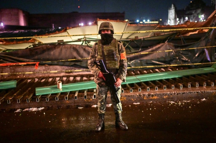 Officials in Mexico City said the roof over the famed Templo Mayor had partially collapsed in a storm