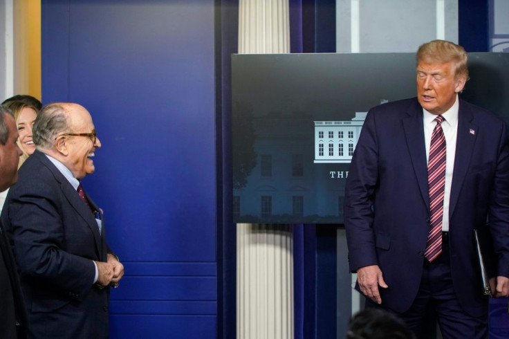 Rudy Giuliani and Donald Trump in the Briefing Room of the White House on September 27, 2020 in Washington, DC